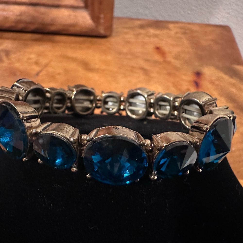 Green and Blue Gemstone Bracelet with Intricate Metalwork